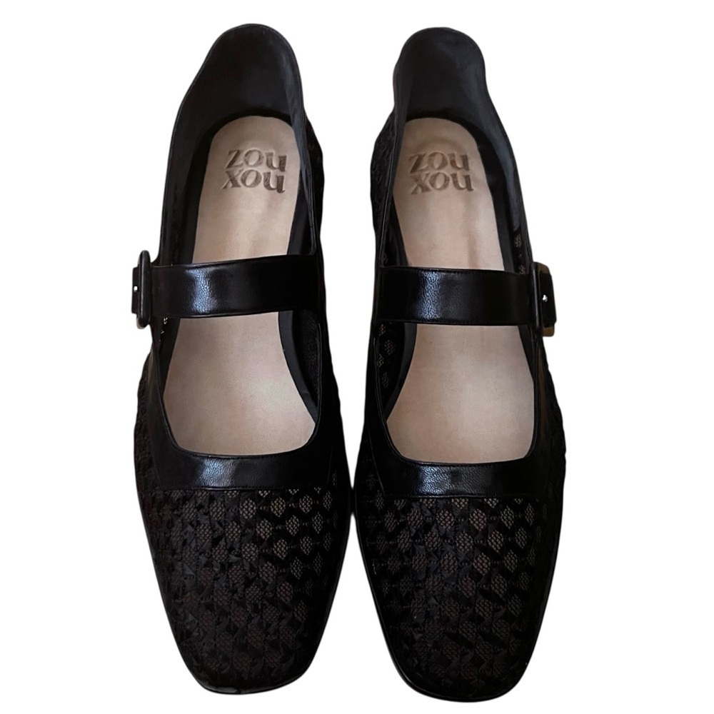 Zou Xou Black Mesh Mary Jane Eugenia Shoes Size 9